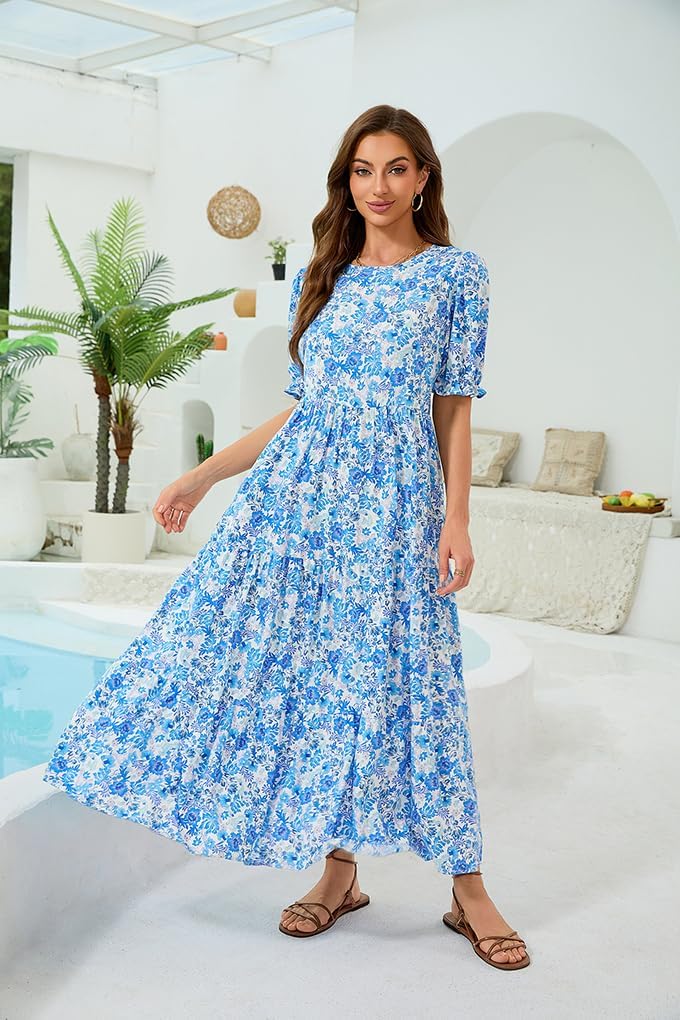 2026 Women’s Floral Dress Casual Tiered Flowy A-Line Summer Dress with Pockets - Image 2