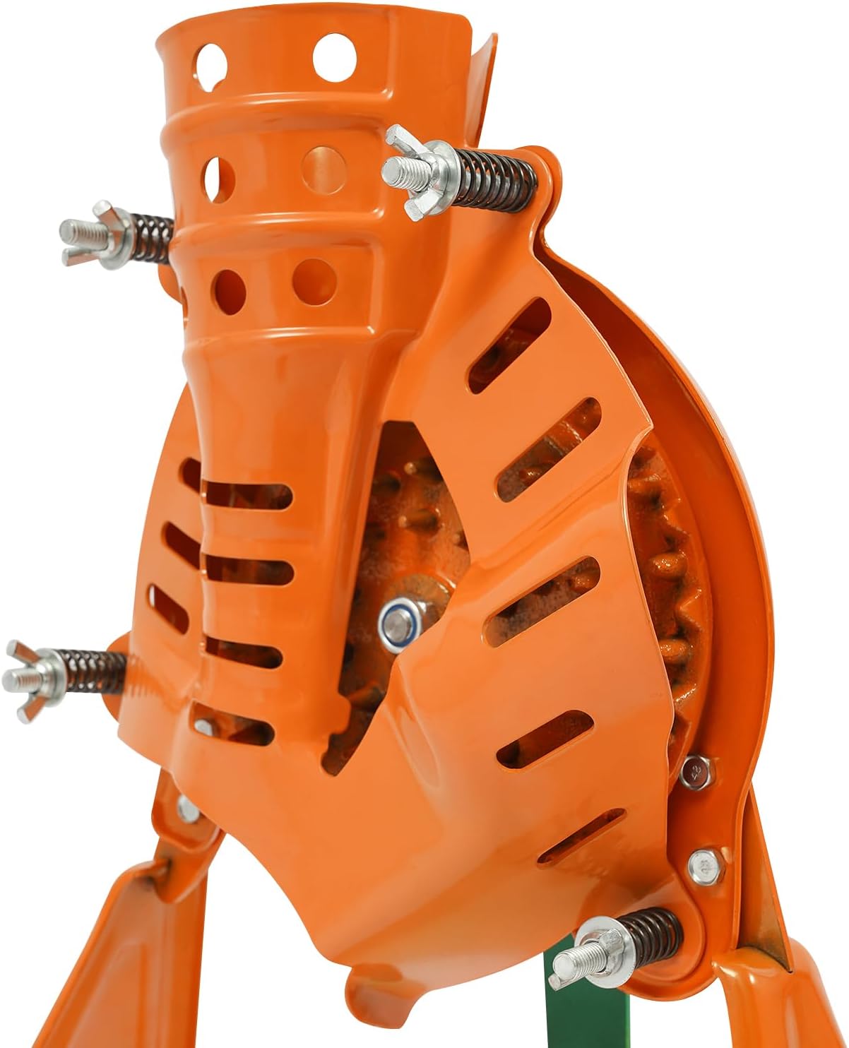 Hand Corn Sheller with Wooden Handle Cast, 2-in-1 Corn Thresher, Corn Sheller Machine Hand Crank, Dry Corn Sheller Iron Corn Shelling Machine for Small Farm and Household Usage (Orange)