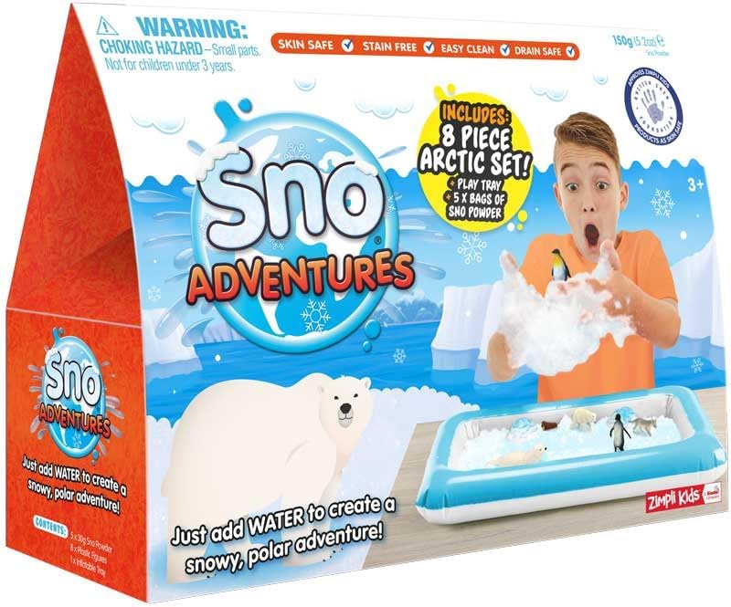 Zimpli Kids Sno Adventures Arctic Pack, 5 Use Pack, 8 x Arctic Figures, Inflatable Tray, Imaginative Sensory Playset, Kids Sensory Toy for Indoor and Outdoor Imaginary