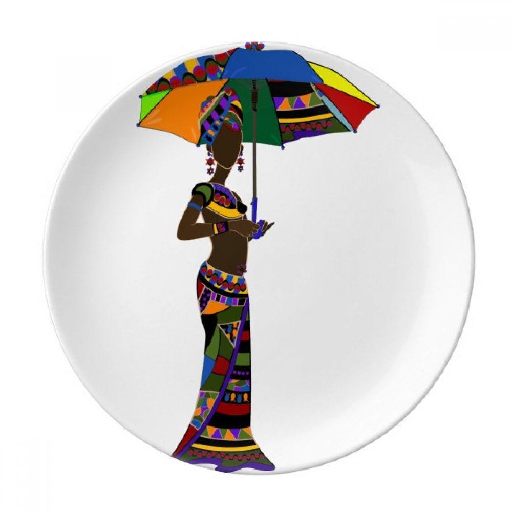 Assiette de table femme d'Afrique noire cadeau maison porcelaine