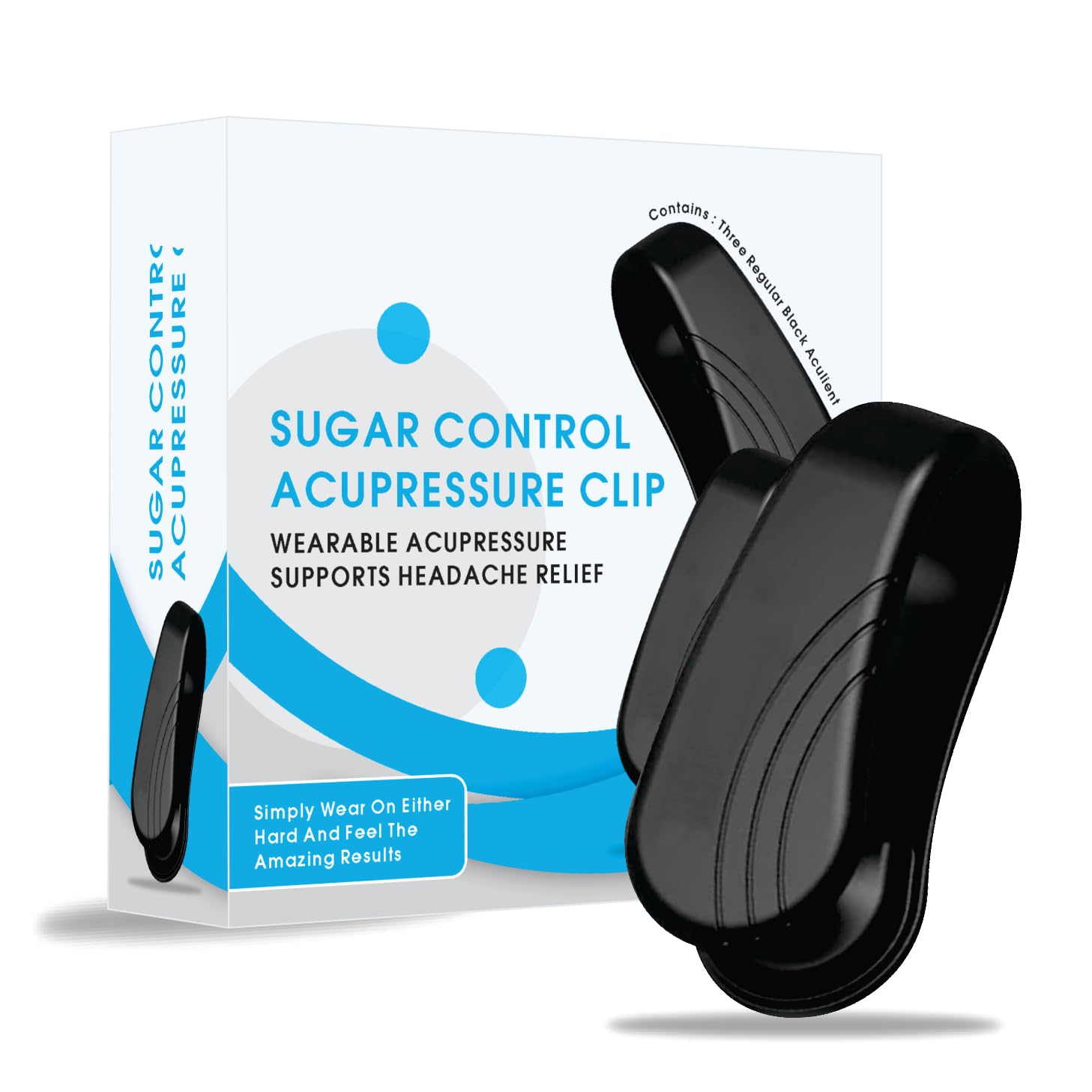 Figment Sugar Control Acupressure Clip for Diabetics, Headache, Migraine, Arthritis &Tension Relief, Wearable Hand Massager for Diabetes, Light Weight Acupressure Point Clip (4 Pcs)
