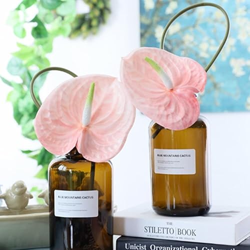 Miniatura 2 de Flores artificiales de lirio de anturio de 24 pulgadas, 6 flores de relleno de seda de rubor desgastado, para ramos de boda, centros de mesa,