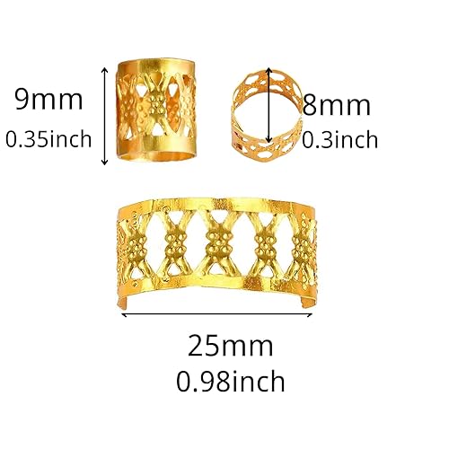 Miniatura 10 de 170 piezas de joyería para el cabello para trenzas, puños para el cabello para trenzas Loc, joyería para mujeres negras, anillos para trenzas de