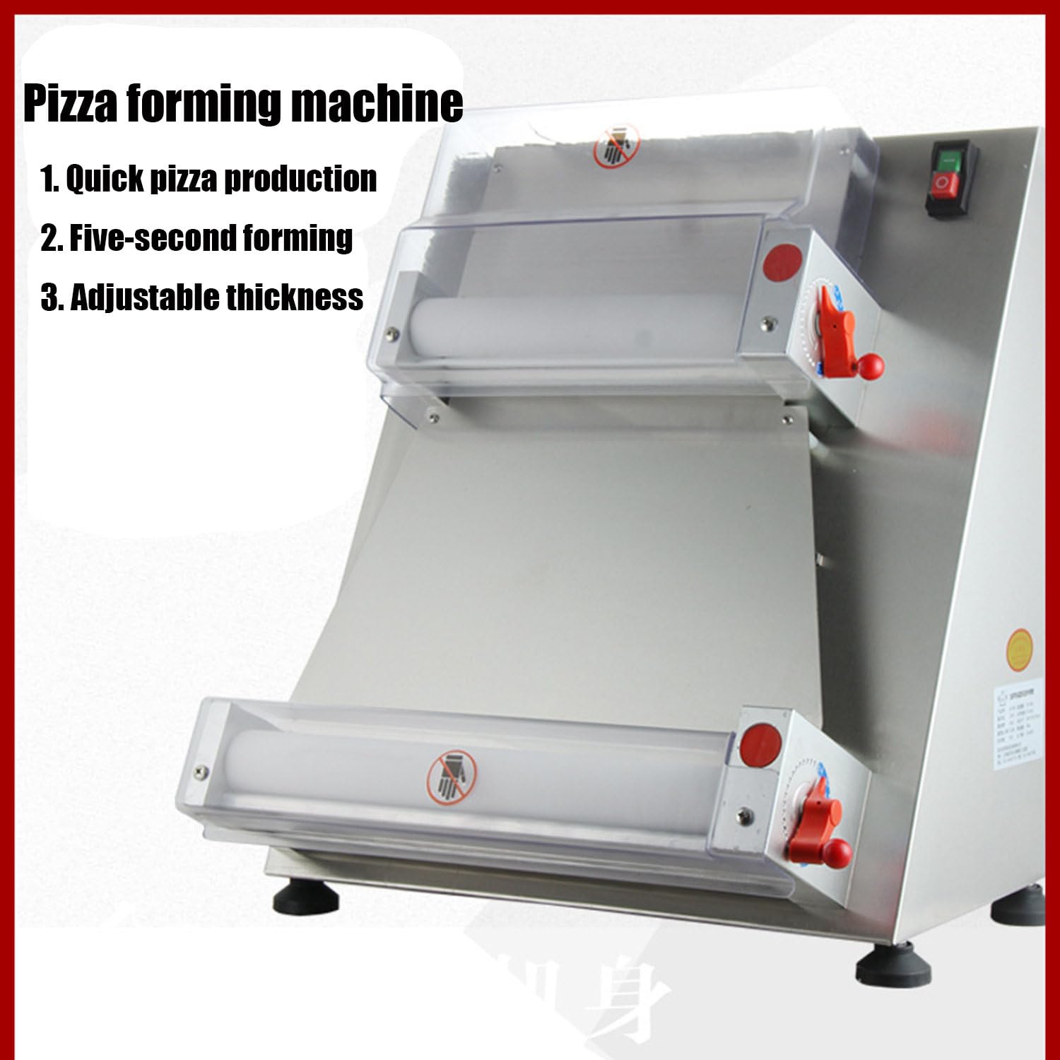 Sfogliatrice per Pasta Commerciale, Macchina elettrica per Pasta per Pizza da 30/40 cm, 600 W Automatica, per Pizza, Pane e Pasta, 40 cm