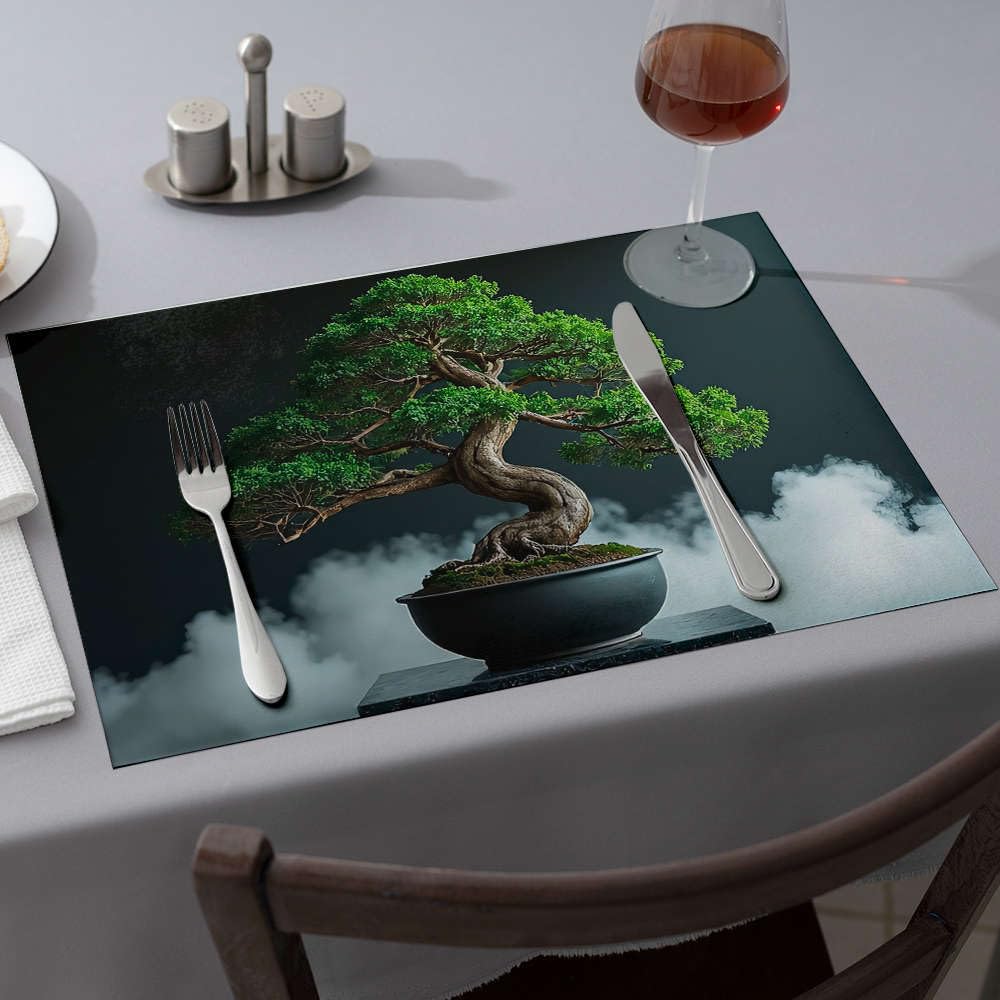 Sets de table rustiques nappe occidentale résistant à la chaleur style bonsaï x6