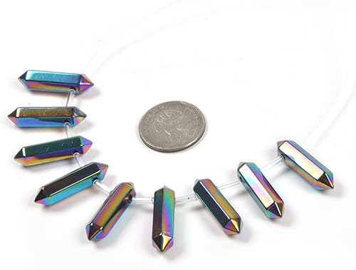 Vista 137 de Cuarzo rosa de 1.28 pulgadas (1.260 in) con piedras preciosas naturales hexagonales para hacer joyas, cuentas de curación de reiki de chakras