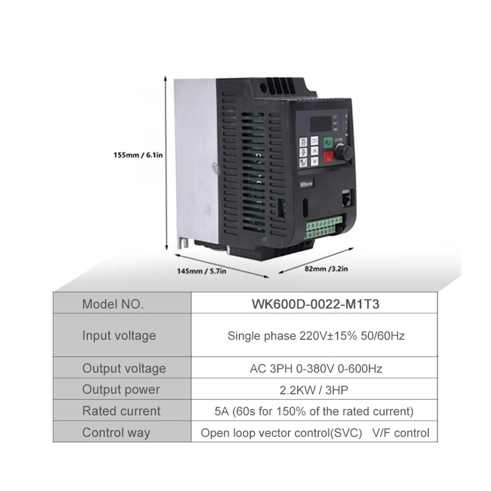 VFD 1.5kw 2.2KW 3kw 4kw 5.5kw 7.5kw 11kw inversor Boost AC inversor de frecuencia 1 fase 220V entrada a 3 fases 220V o 380V salida(380V,3HP 2.2kw)