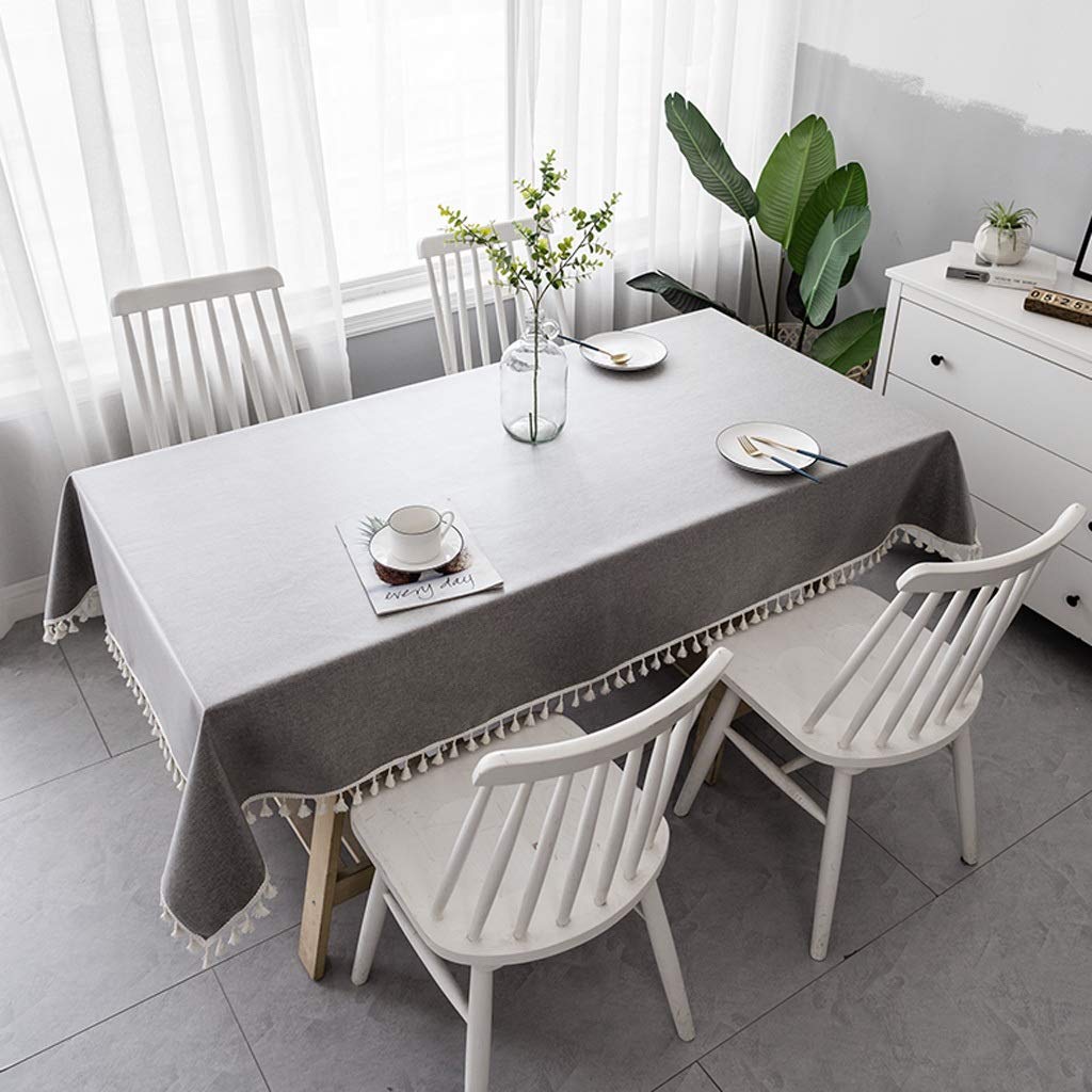 Nappe de table robuste anti-plis en coton lin mélangé pour protéger des rayures