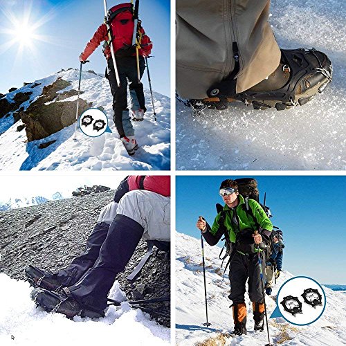 Uelfbaby Crampons Upgraded 19 Spikes Ice Snow Grips Traction Cleats System Safe Protect for Walking, Jogging, or Hiking on Snow and Ice (Fit S/M/L/XL/XXL Shoes/Boots) - Thumbnail 2
