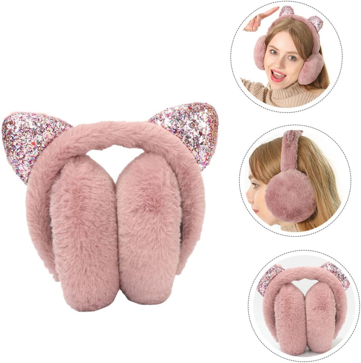 Beavorty Adorable Foldable Sequin Earmuff for Winter Comfortable Ear Warmer for Cold Weather Cute Design Easy to image 5