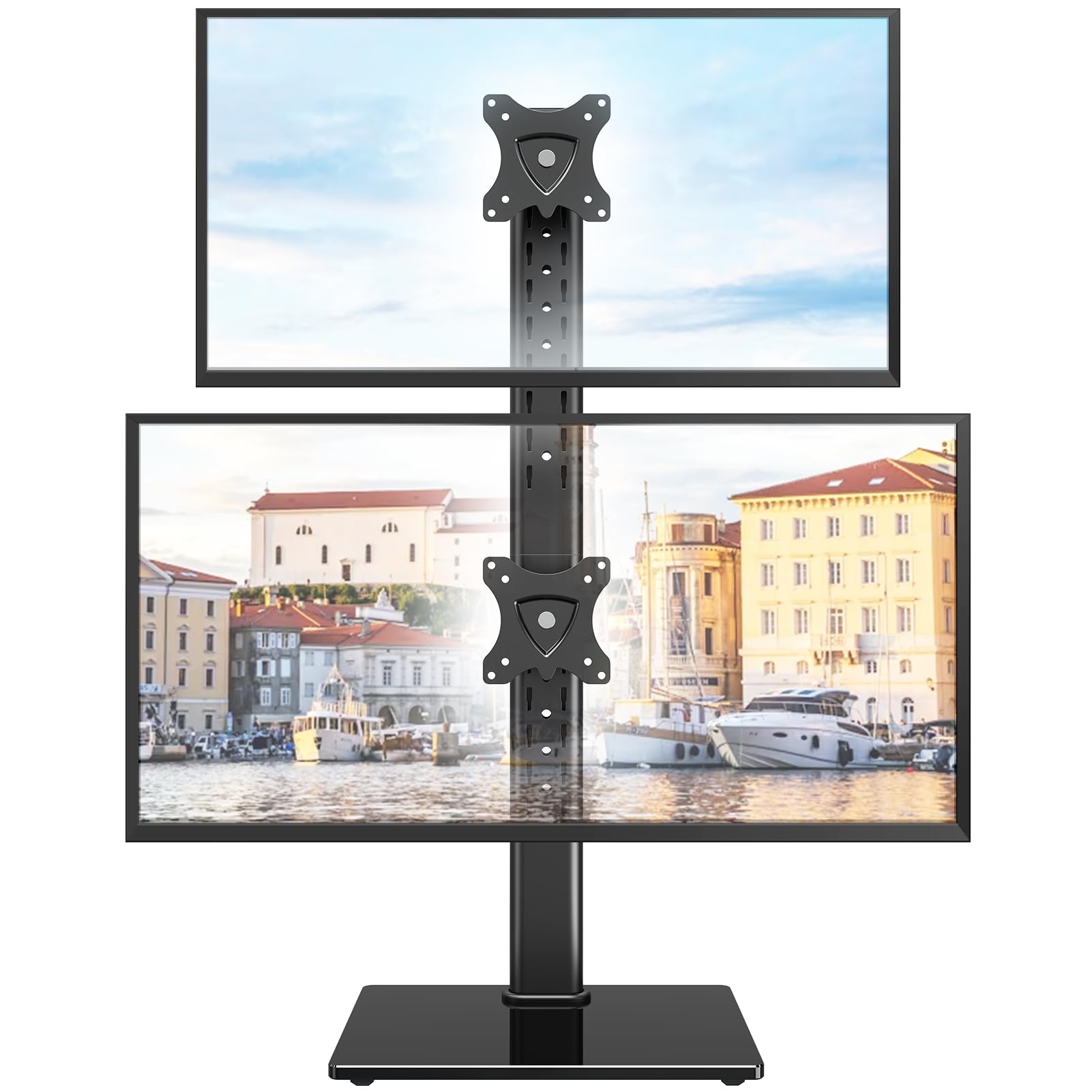 ELIVED EV2012 - Soporte de monitor dual para escritorio, brazo de monitor independiente para la mayoría de monitores de 13 a 32 pulgadas con VESA 75 x 75/100 x 100 mm hasta 15 kg, rotación de 360° de