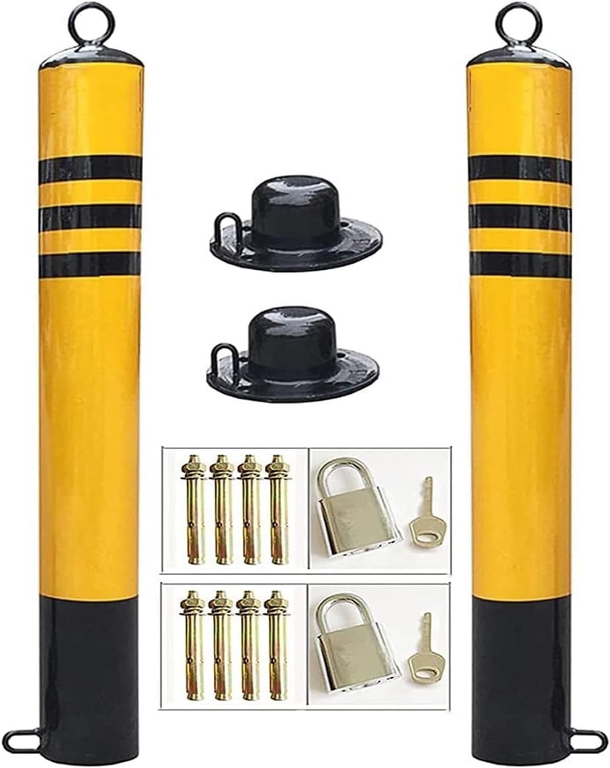 CukUJH Parking Guardrails 2pcs Security Post Bollard for Driveways Parking Barrier Metal Posts Parking Bollards