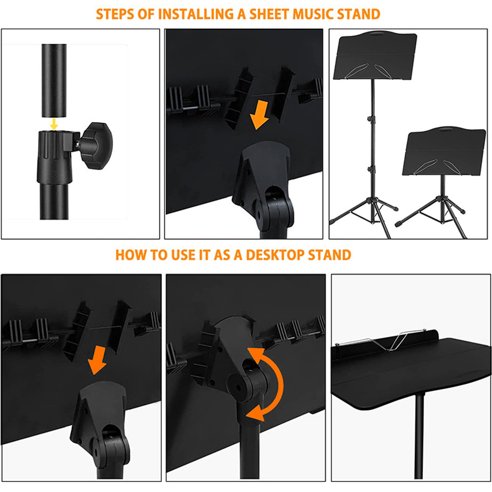 Atril Portátil para Partituras, con Funda Y Luz, con Bandeja Plegable, Estable, Altura Ajustable, Capacidad De Carga De 4 Kg, para Interpretaciones Instrumentales, Bandas Y,