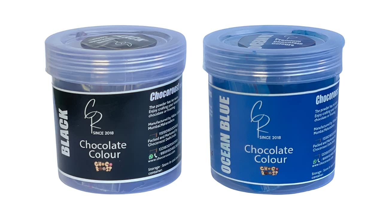 Chocoroost Powder Food Colour for Cake Decorating, Chocolates, Icing, Cookies, Pack of 2 Colours (Black and Ocean Blue) 2 X 20 Gm (B09HKKHSW3) Amazon Price History, Amazon Price Tracker