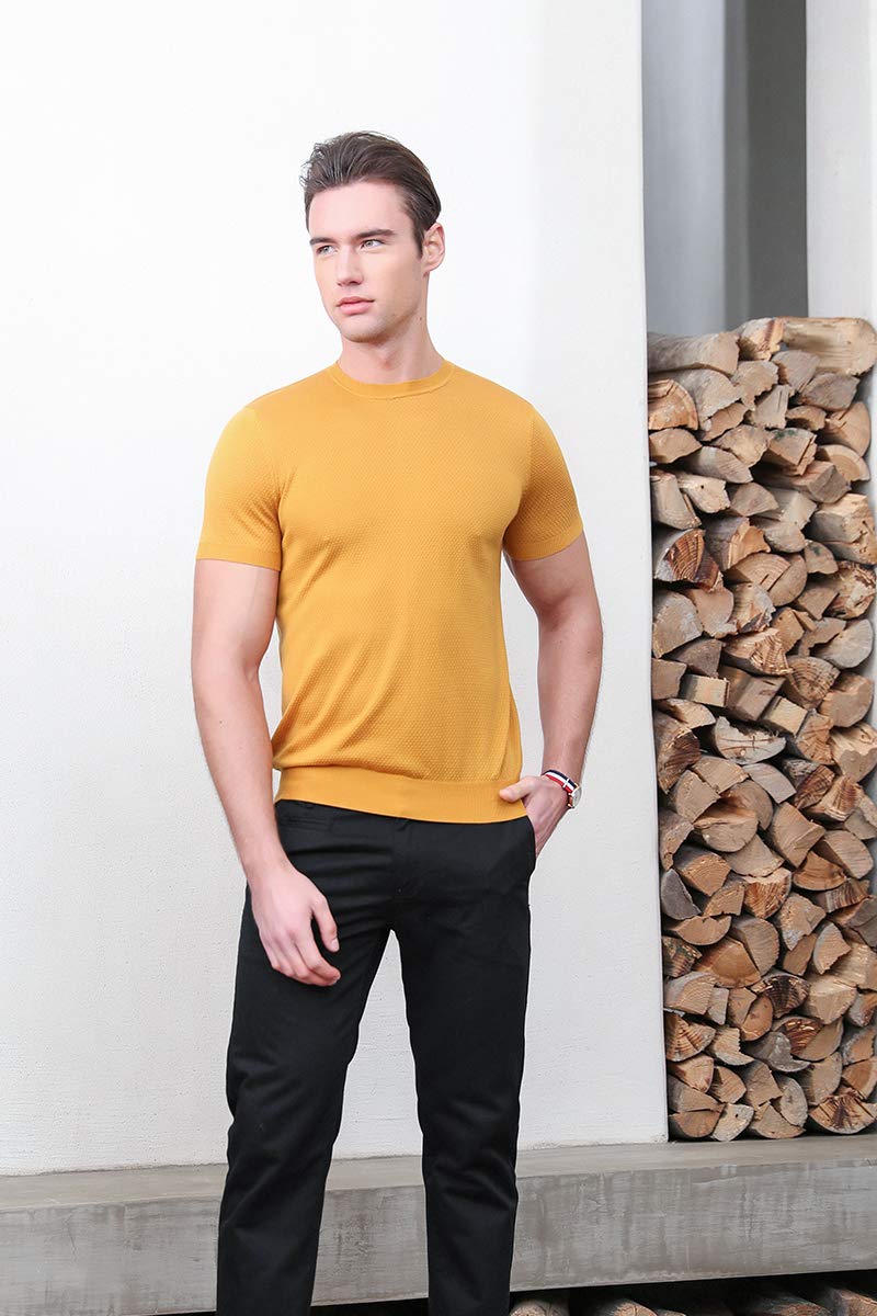 zhili Klasyczne męskie t-shirty z okrągłym dekoltem