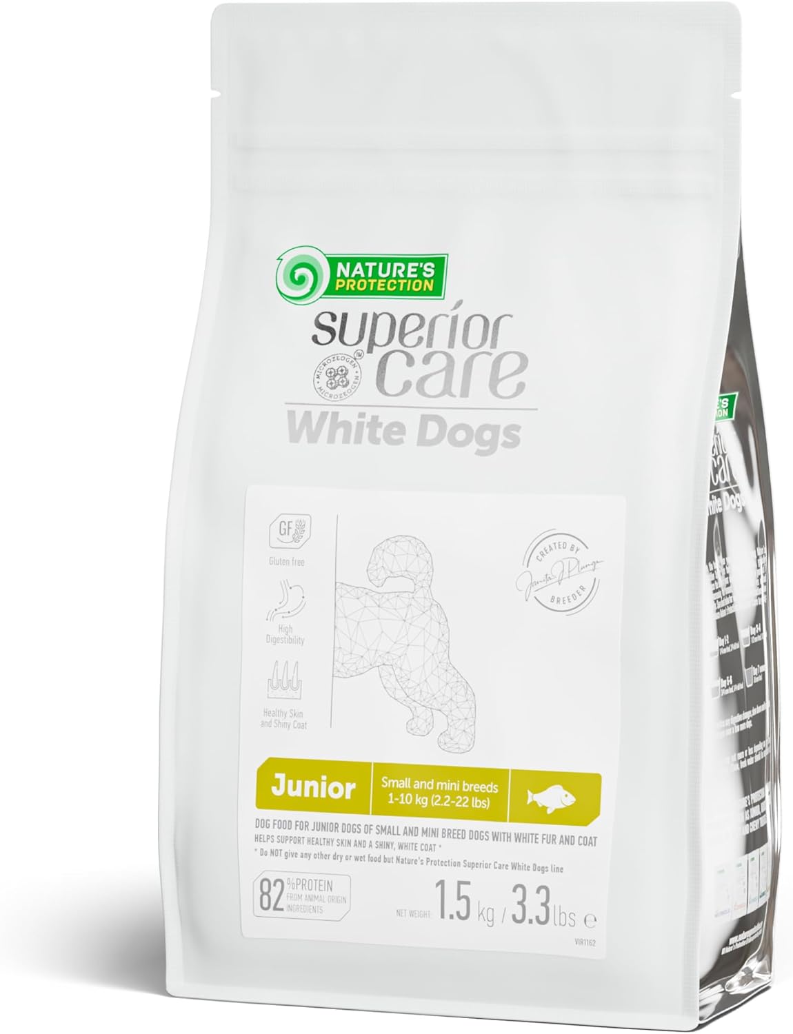 Nature’s Protection Puppy Food Small Breed – High Protein, Grain-Free, Tear Stain Formula Dry Dog Kibble for White & Light Fur Dogs (Superior Care – White Fish, 3.3 lb)