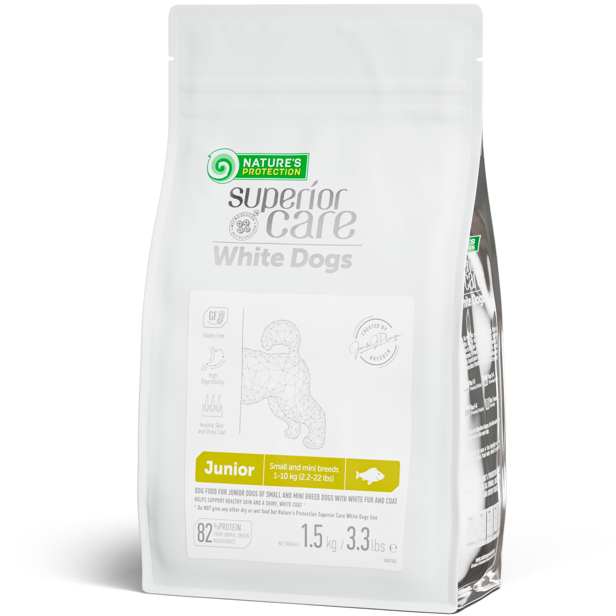 Nature's ProtectionPuppy Food Small Breed - High Protein, Grain-Free, Tear Stain Formula Dry Dog Kibble for White & Light Fur Dogs (Superior Care - White Fish, 3.3 lb)