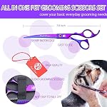Purple Dragon Professional 7.0 inch 4PCS Pet Grooming Scissors Kit Japan Premium Steel Straight & Curved & Thinning Blade Dog Hair Cutting Shears Set with Case (Electroplating Purple)