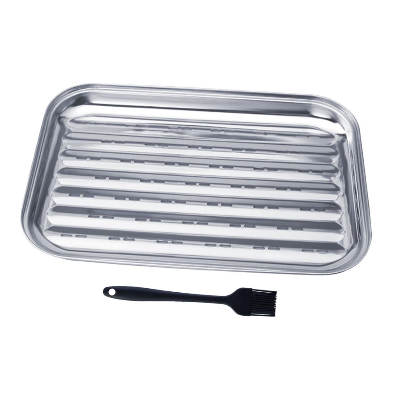 BESPORTBLE 1 Set Grill Plate Grill Prep Trays Barbecue Plate Grilling Prep Trays Tools Food Serving Plate Camping Cookware Grill Serving Tray Portable Baking Pan Tray Stainless Steel