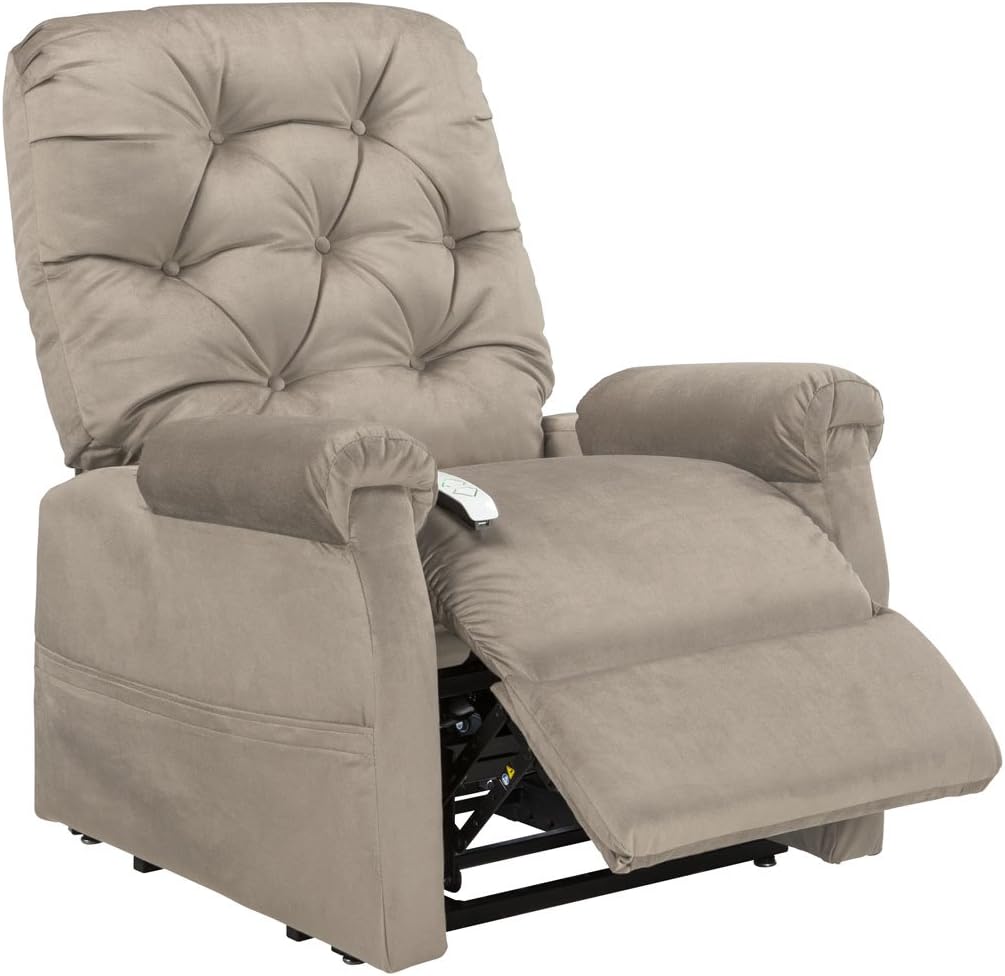 Mega Motion LC-200 Electric Power Recline Lift Chair in a fully reclined position with the footrest extended.