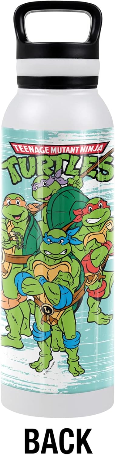 Teenage Mutant Ninja Turtles TMNT OFFICIAL TMNT Turtle Group 24 oz Insulated Canteen Water Bottle, Leak Resistant, Vacuum Insulated Stainless Steel with Loop Cap