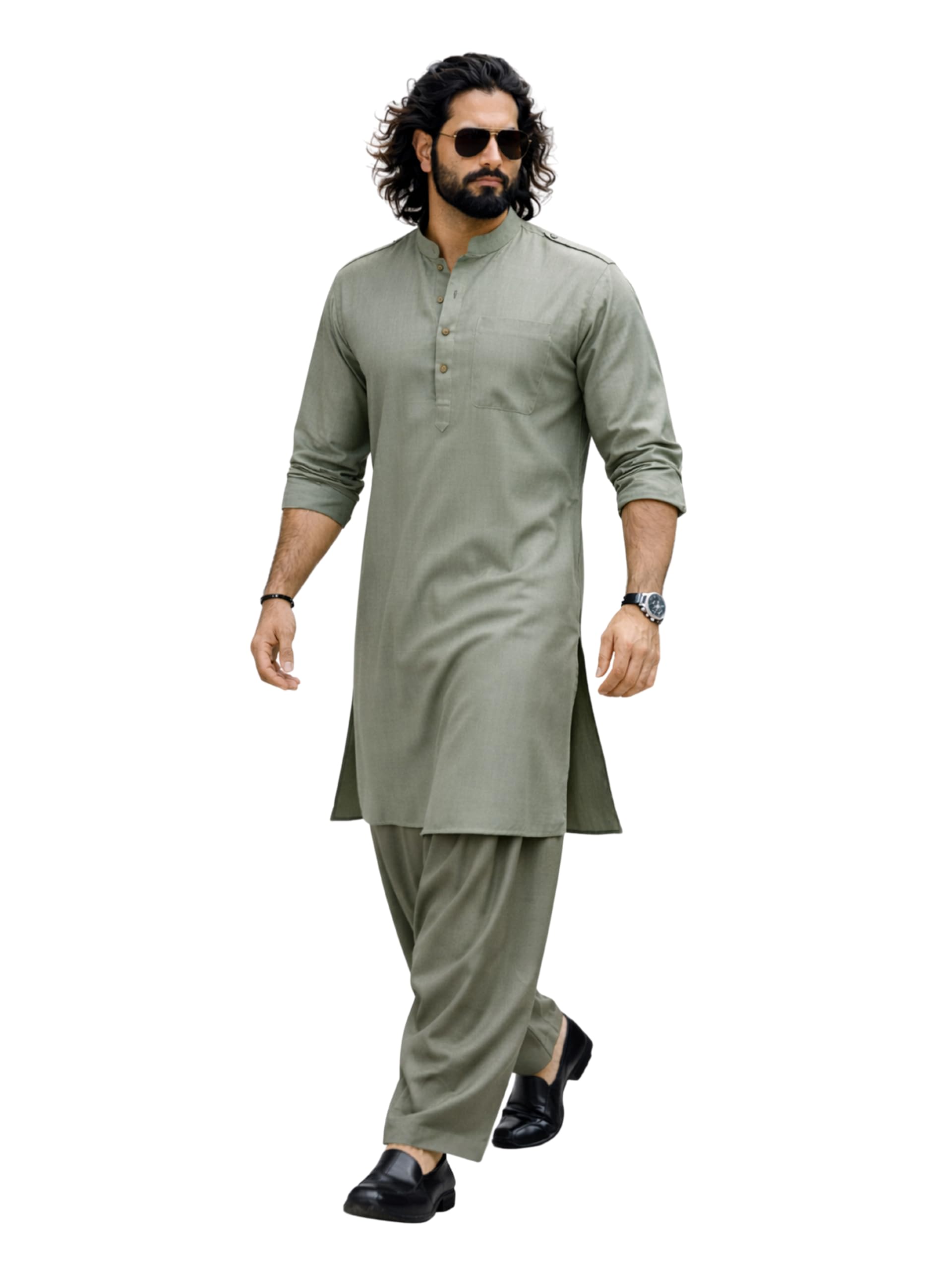 vastramay Men Swiss Slub Cotton Pathani Kurta with Silk Blend Patiala | Eid Festive Set-picture-25