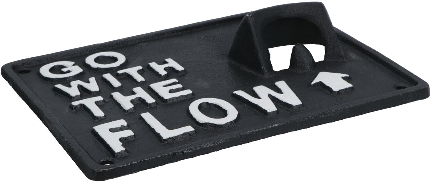 Go With The Flow Bottle Opener Beer Cast Iron Sign Gift Garage Door Shed Bar