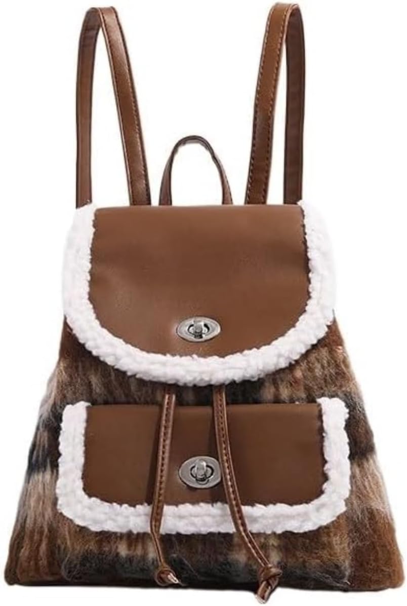 Ladies Fashion Plush Cute Backpack, Casual Kawaii Mini Backpack, Suitable For Commuting And Travel (brown)