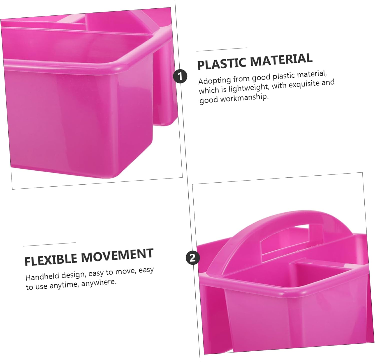 Hand Held Tool Compartment Basket with Handle, Plastic Desktop Organizer image 3
