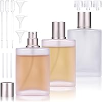 TranRantic 3-Pack 50ml Empty Glass Perfume Spray Bottles - Transparent Refillable Atomizers with Funnels for Travel & Home
