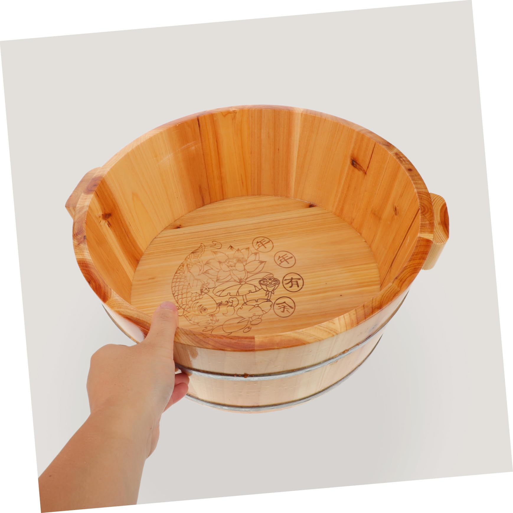 Vasca per Pediluvio Secchio per Bagno ai Piedi Design Profondo in Legno Marrone per Copertura Completa e Conservazione per Uso Domestico