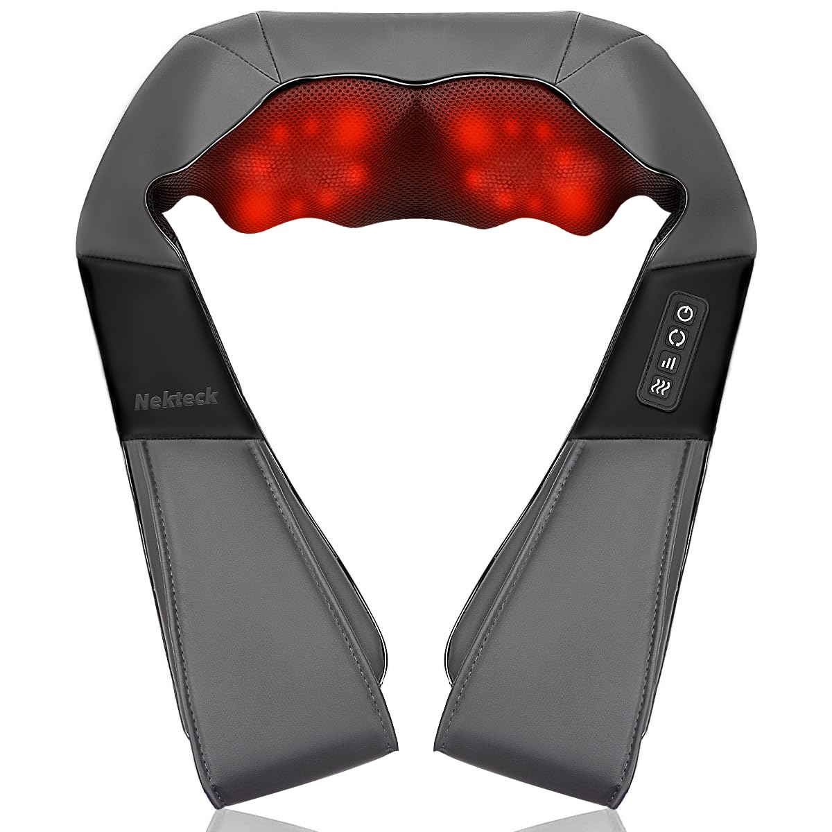 Nekteck Shiatsu Neck Massager with Heat for Pain Relief Deep Tissue, Valentines Day Gifts for Him Her Relaxation, Electric Kneading Back Shoulder Massage (Not Cordless, FSA Eligible, HSA Eligible)