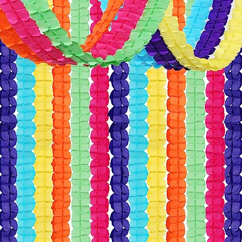 Image of Rainbow Mexican-Theme Party-Decorations Streamers Garland - 157Ft Colorful Birthday Supplies Four-Leaf Clover Hanging Banner,Hot Pink Orange Green Yellow Purple Blue Summer Baby Shower Decor Hugtmr