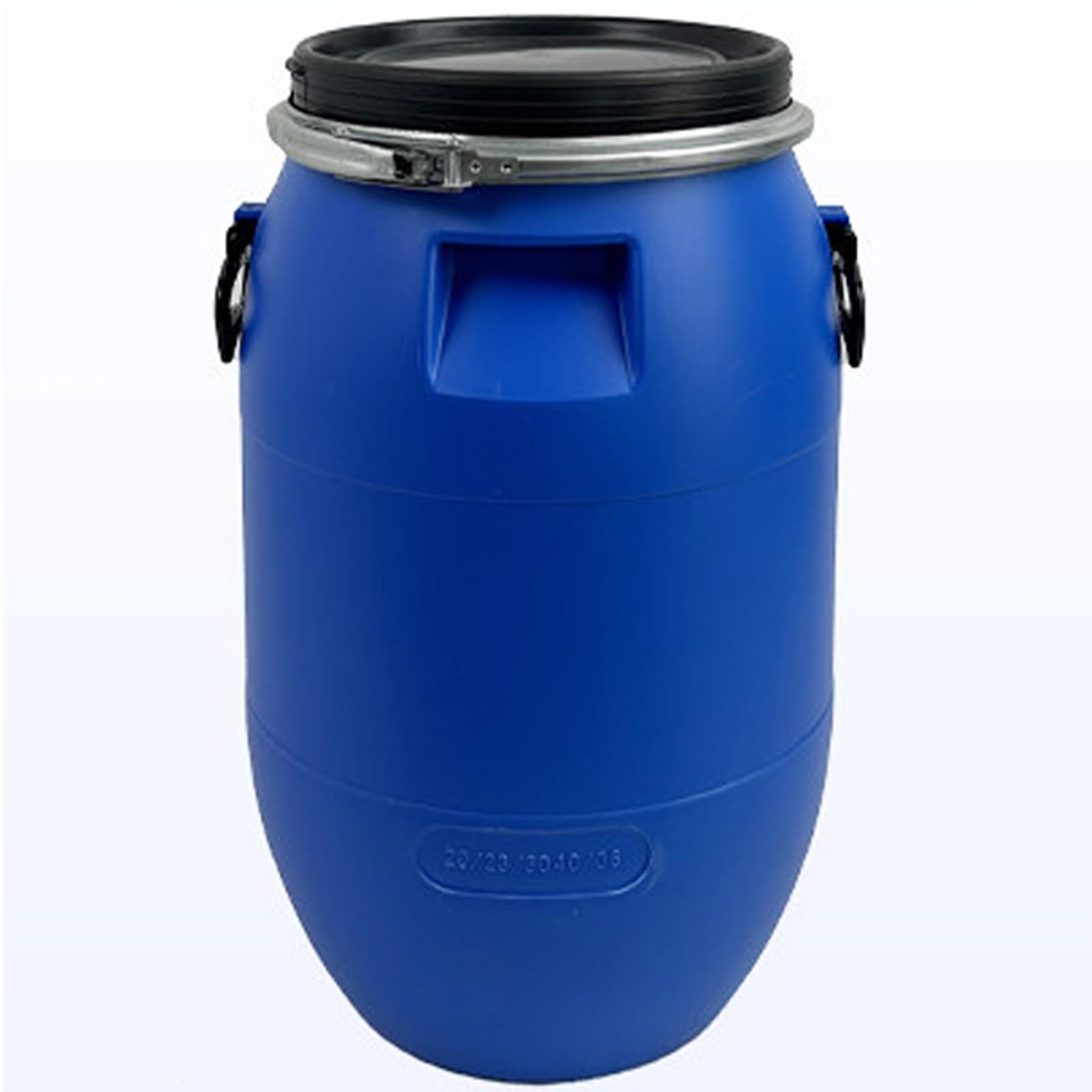Tonneau plastique bleu avec couvercle, bidon eau anneau de loquet de fût de tambour à dessus ouvert for l'expédition et le stockage industriel, bac d'alimentation for baril de pluie(50L)