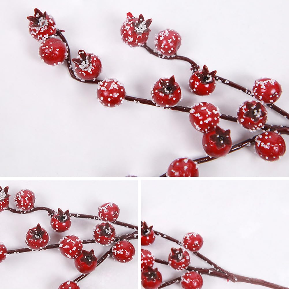 16 Pack Kunstmatige Kerst Picks Diverse Rode Bessen Picks Stengels Faux Pine Picks Spray met Dennenappel Appels Hulst Bladeren voor Kerstmis Bloemarrangement Krans Winter Vakantie Seizoen Decor