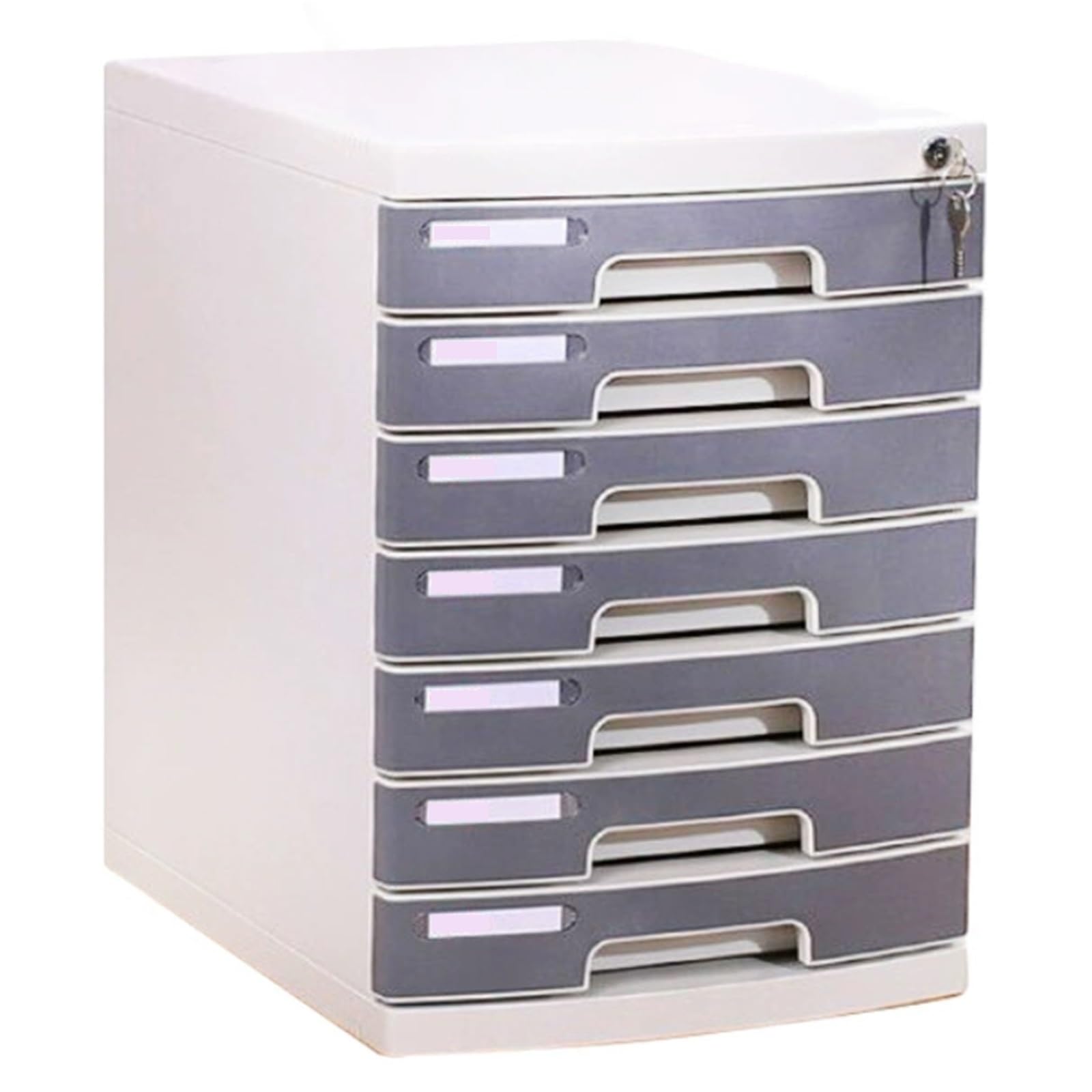ASerZenith A4 Lockable 4-7 Tier Desktop File Box – Plastic Storage Drawer Cabinet Office Document Nizer Multi-Layer Holder For Files Supplies & Stationery,7-Layers