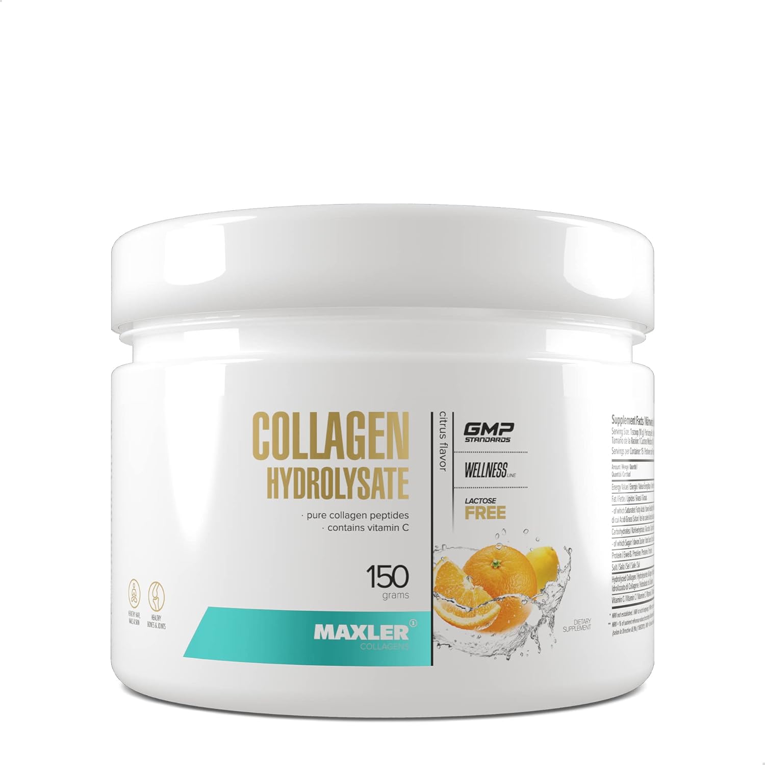 Collagen Hydrolyzed Seed – Citrus – 150 g – Rond collageen – Verrijkt met vitamine C voor betere opname – Pure collageenpeptiden – 15 porties collagepoeder