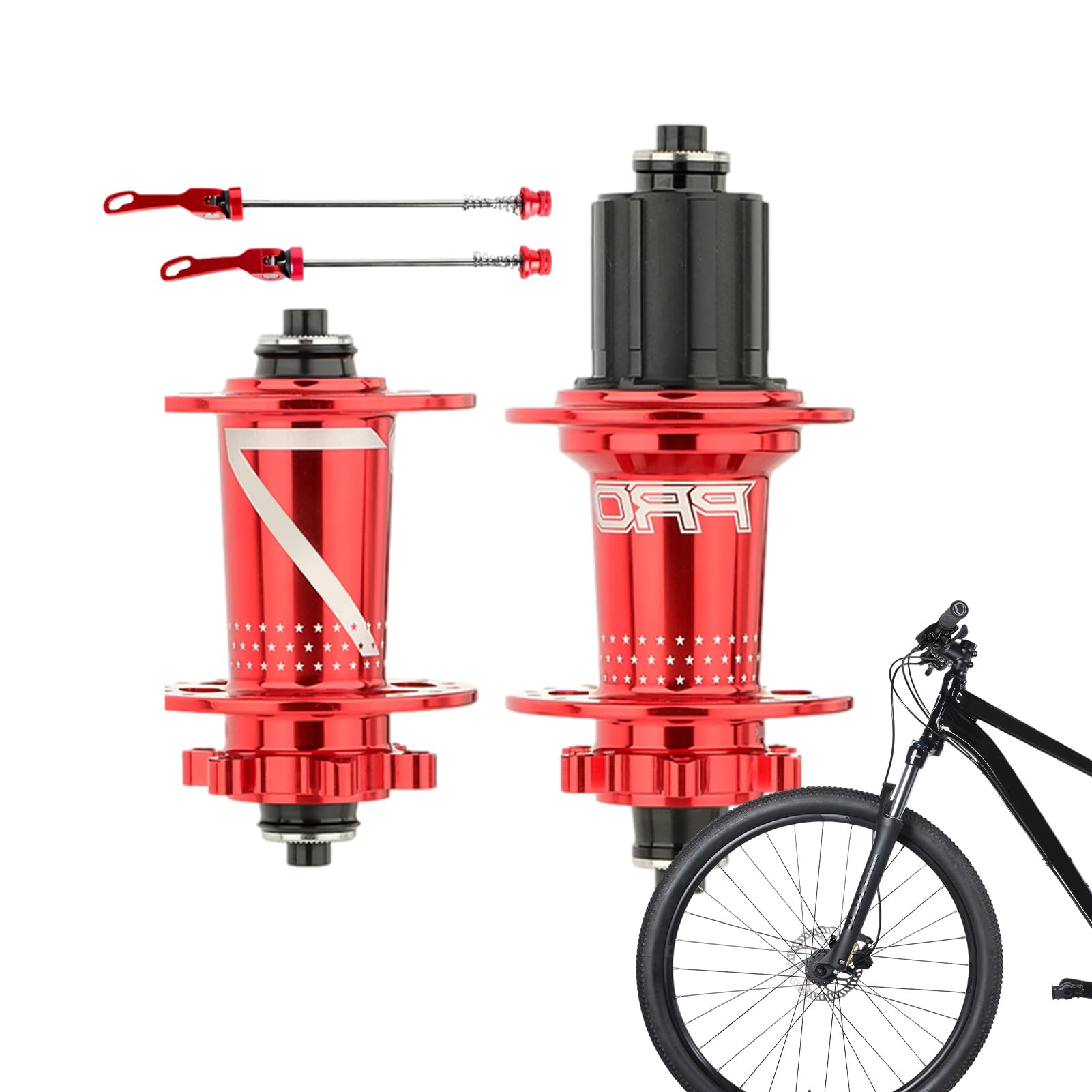 Set di mozzi per bicicletta, mozzo per bici a sgancio rapido, corpo e asse in lega di alluminio, raccordi, mozzi di ricambio per bici da strada e mountain bike, dimensioni: 4 x 4 x 10 cm/4 x 4