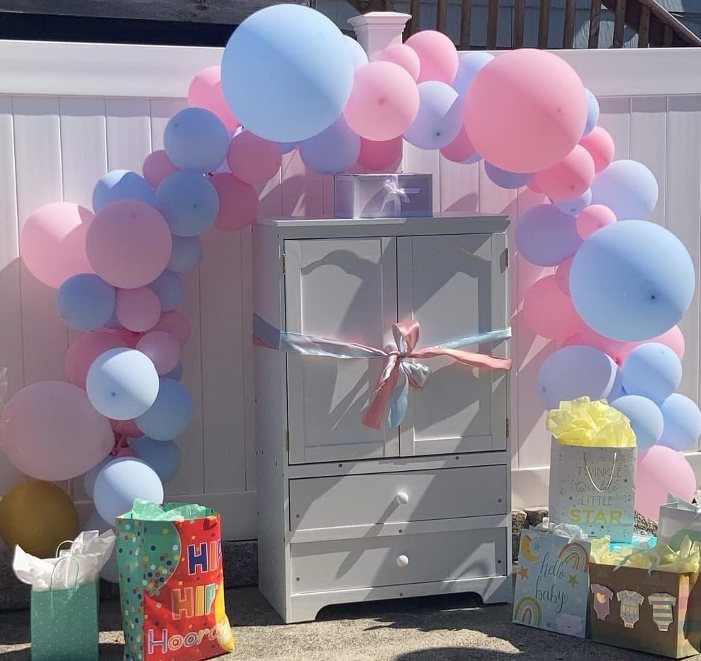 Miniatura 4 de Juego de globos de revelación de género rosa y azul (60 unidades), globos dorados metálicos, globos de confeti, globos azul bebé para decoración de