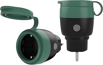 Prise Intelligente Extérieure, Surveillance Énergétique, IP44, Prise WiFi 2.4GHz, Compatible avec Alexa, Google Assistant, Application Smart Life, 16A/3680W, 2 Pack