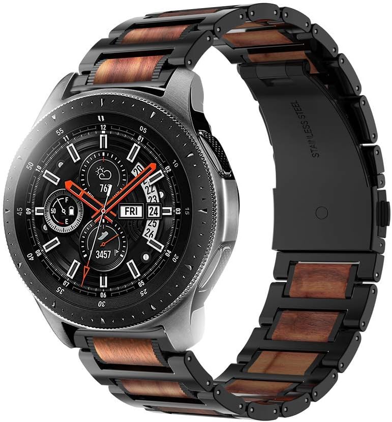 Fеаturеd Prоduсt iiteeology Compatible with Samsung Galaxy Watch 46mm Band, Gear S3 Band, Natural Wooden Red Sandalwood Stainless Steel Link Bracelet Band for Samsung Gear S3 Classic/Galaxy Watch 3 45mm - Black 🔥 Crаzу Dеаlѕ iiteeology Compatible with Samsung Galaxy Watch 46mm Band, Gear S3 Band, Natural Wooden Red Sandalwood Stainless Steel Link Bracelet Band for Samsung Gear S3 Classic/Galaxy Watch 3 45mm - Black