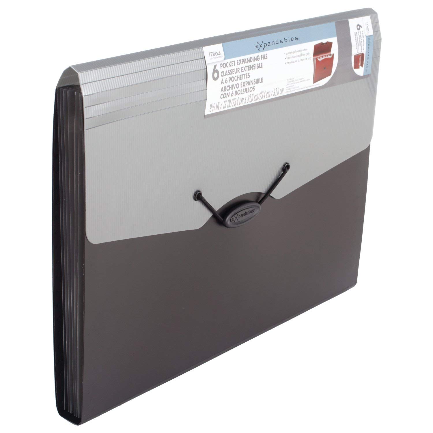 Mead Dossier extensible, organiseur scolaire, organiseur de papier, 6 poches, 24,9 x 33 cm, extensible, argenté (38545)