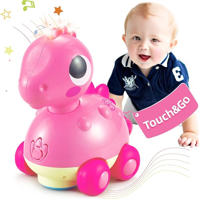 Growinlove Baby Musical Toys for 1 Year Old Boys Girls, Crawling and Dancing Dinosaur Toy with Music, Interactive Early Educational Baby Toys 12 Months Infant Toddlers