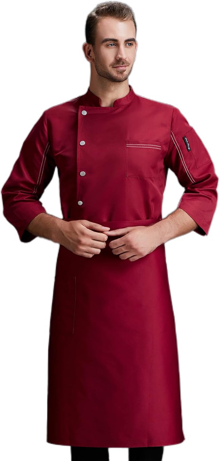 Custom Chef Coat Men's Long Sleeve Classic Chef Jacket Hotel Kitchen Restaurant Chef Uniform