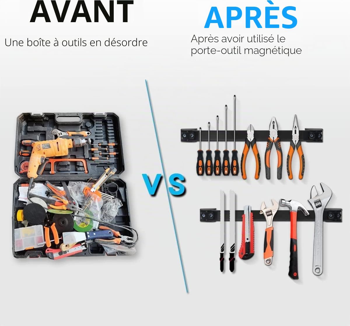 Storystore Lot de 5 Barres Magnétiques pour Outils Barre Aimantée Puissant 40cm Barre Magnétique pour Rangement d'Outils de Garage Maison Atelier