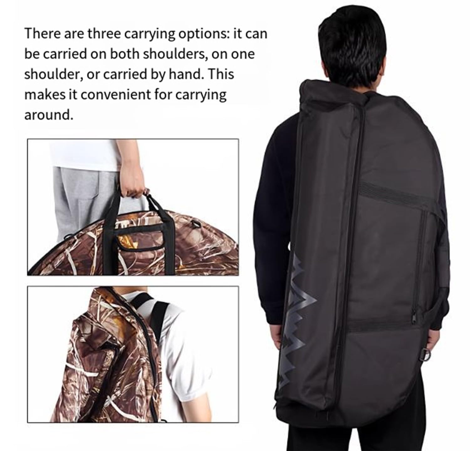 Sac d'arc à poulies en toile de grande capacité avec bretelles réglables, portable 115cm