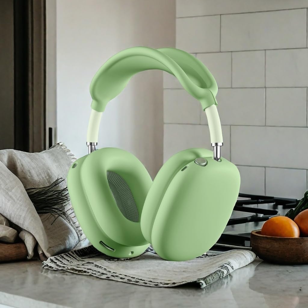 Custodia in silicone per cuffie AirPods Max, antigraffio, copertura per auricolari/fascia 3 in 1, accessori in silicone per Apple AirPods Max (verde)