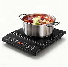 AMZCHEF Induction Griddle, Portable Induction Hob, 20 Temperature and Power Settings, Slim Design with Black Ceramic Plate, Sensor Control, 3H Timer