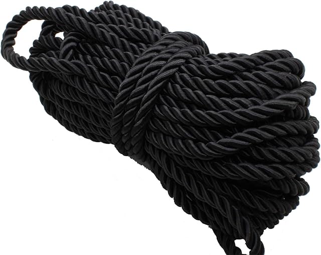 U Pick 10yds 5mm Decorative Twisted Satin Polyester Twine Cord Rope String Thread Shiny Cord Choker Thread (06:Black)