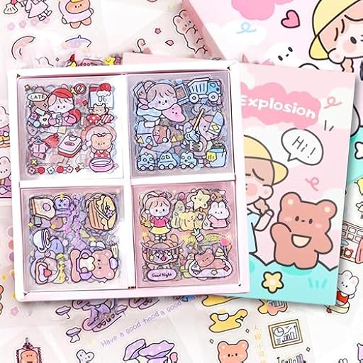 600+ Piezas/100 Hojas Kawaii Lindo Adhesivo, Kawaii Stickers, Mini Pegatinas de Dibujos Animados Niñas,para Cuadernos, Álbumes de Fotos, Obras de Arte de Bricolaje, Scrapbooking, Cuaderno, Calendario | Ya disponible en tu tienda friki favorita! En mundofriki.es!